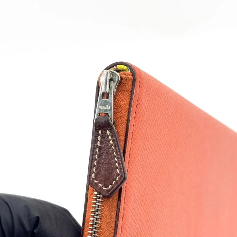 Hermès Ajab Silk-in Long Wallet Epsom Orange
